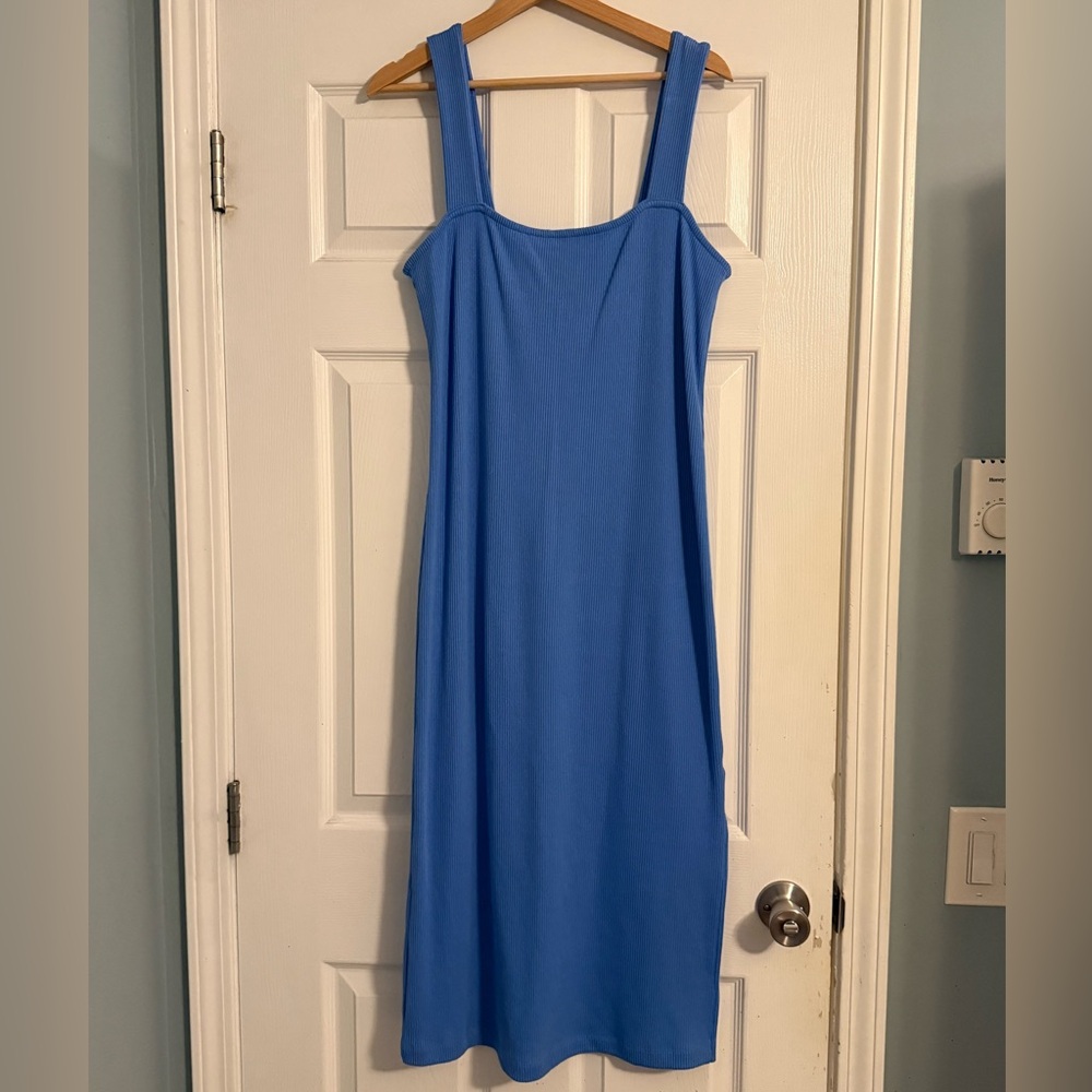 Old Navy Blue Ribbed Midi Tank Dress